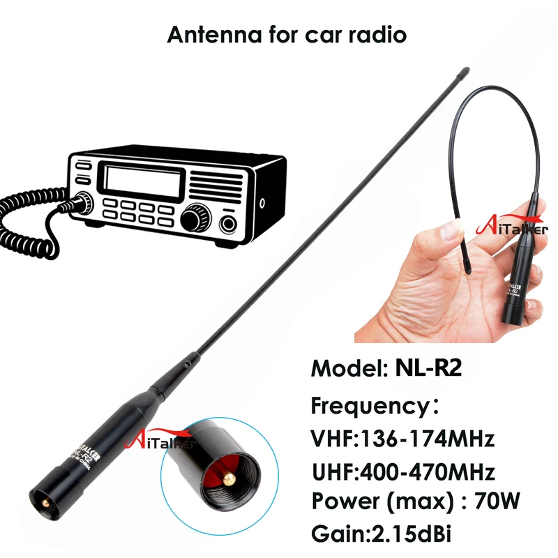 NL-R2 Dual-Band 144/430MHz 2,15/3,0dBi Hochleistungs-Mobilfunkantenne NLR2 für Autoradio PL259 für Amateurfunkstationen für Yaesu ICOM Image