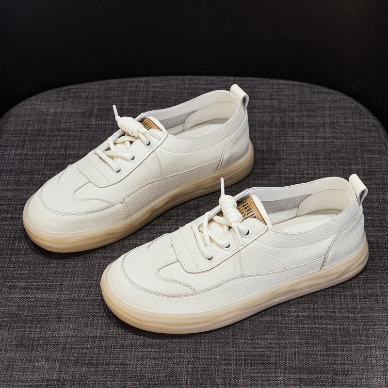 AIYUQI frauen Casual Turnschuhe 2026 Frühling Wohnungen Schuhe Frauen Neue Echtes Leder Große Größe Lace-Up Student Schuhe frauen