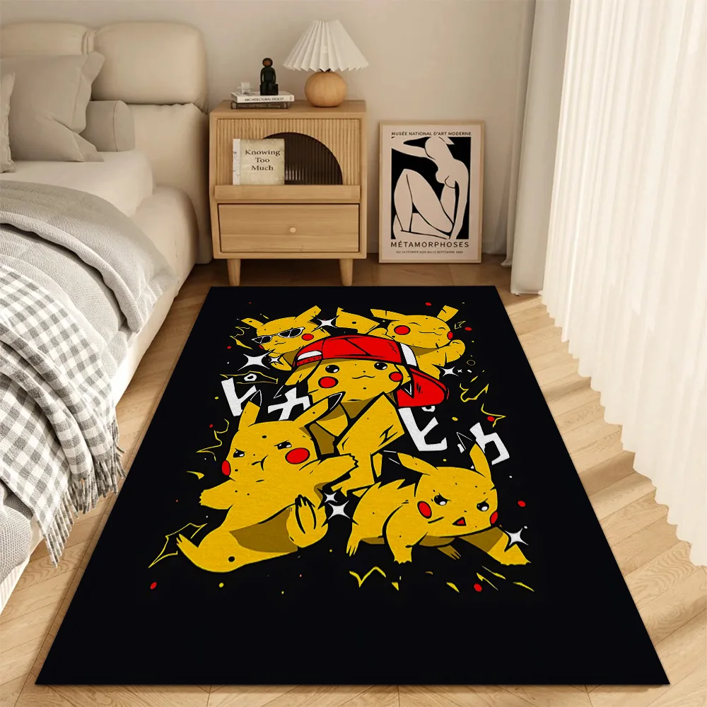 Modische Eingangsmatte für Wohnzimmer, P-Pokemon-Teppiche, Dekoration, P-Pikachu, rutschfester Teppich für Küche, Badematten, Balkon, Tür, Haus