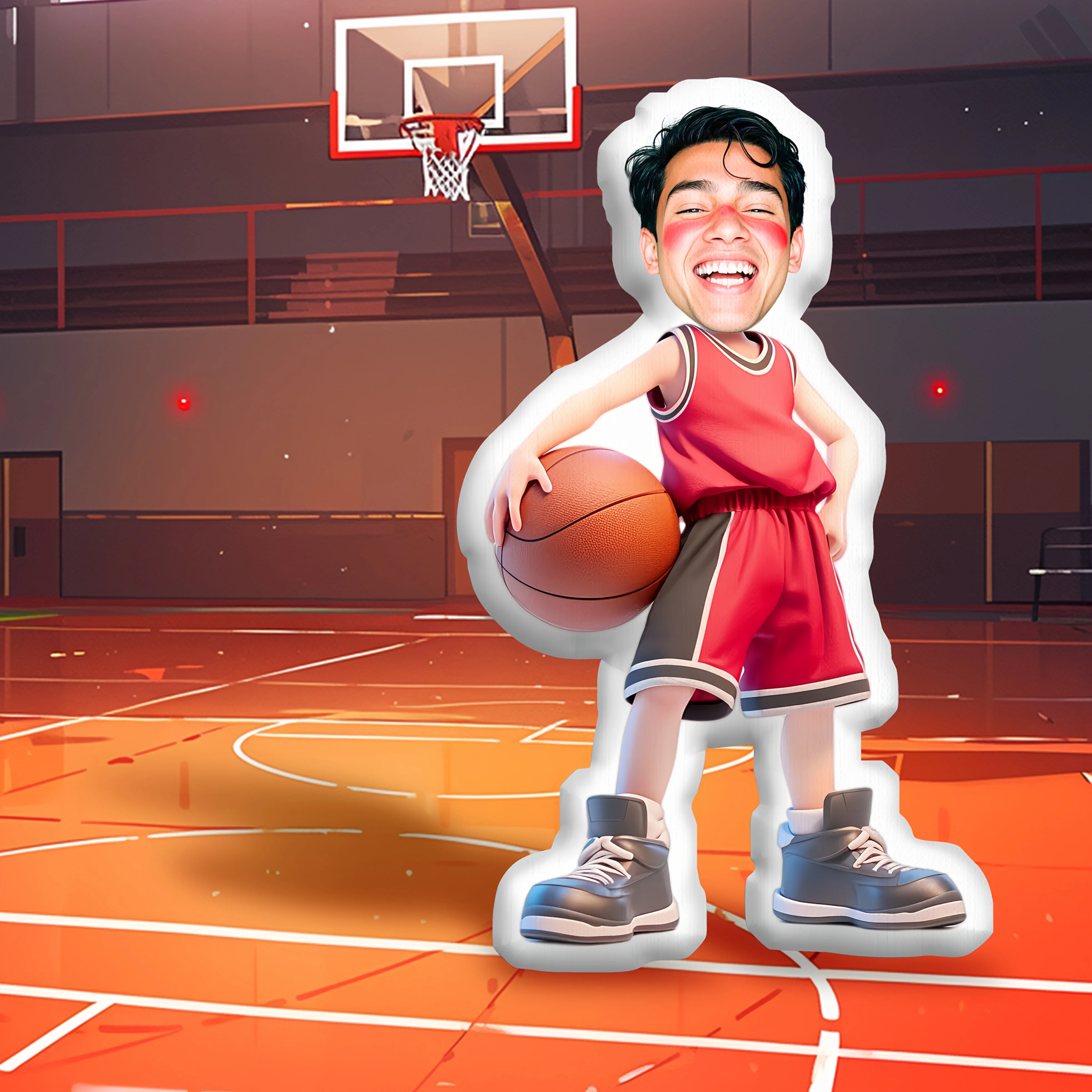 Personalisiertes, basketballförmiges Plüsch-Gesichtskissen – das perfekte Sportgeschenk für Männer und Frauen Image