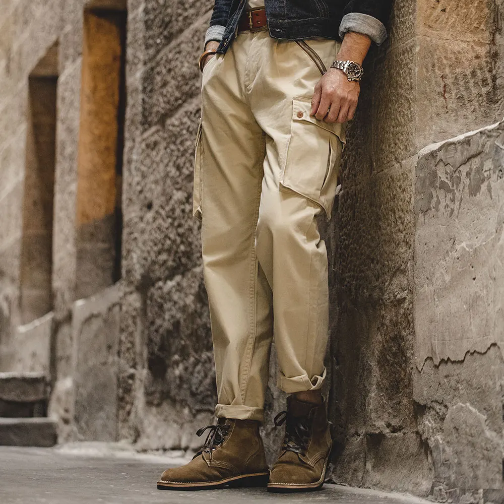 Maden American Vintage Khaki Mountain Pants Washed Mid Waist Straight Leg Casual Pants Herren Trendy Long