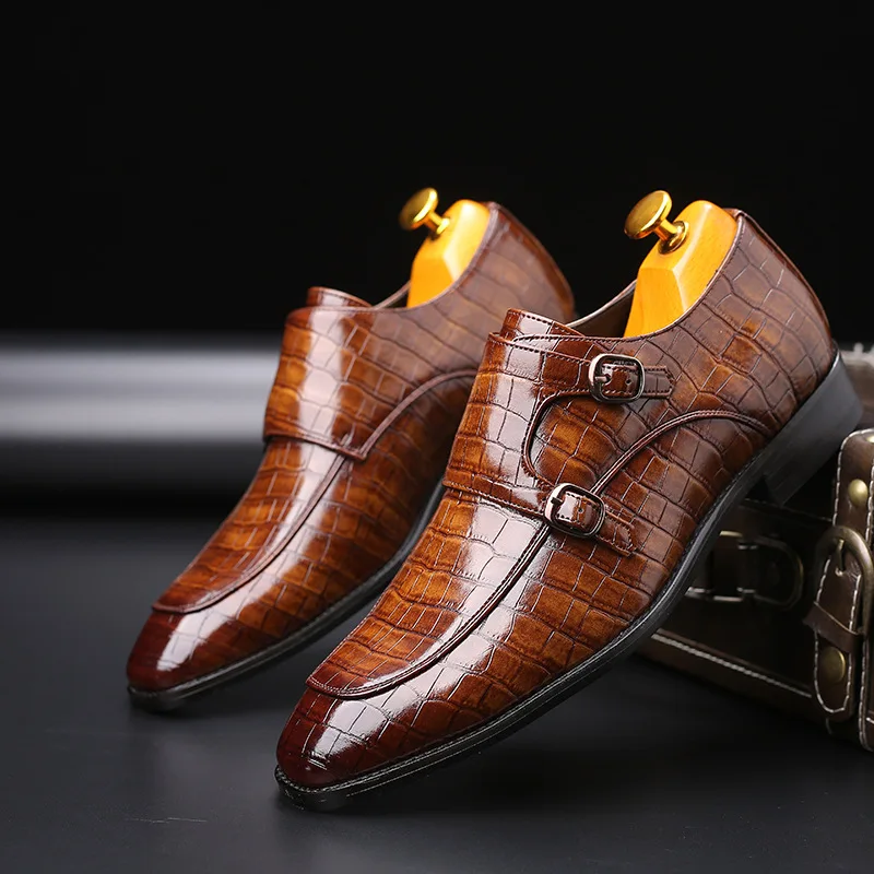 Luxus Männer Kleid Schuhe Krokodil Korn Leder Schuhe Männer Schnalle Casual Hochzeit Party Schuhe Hohe Qualität Business Männer Brogue Schuh