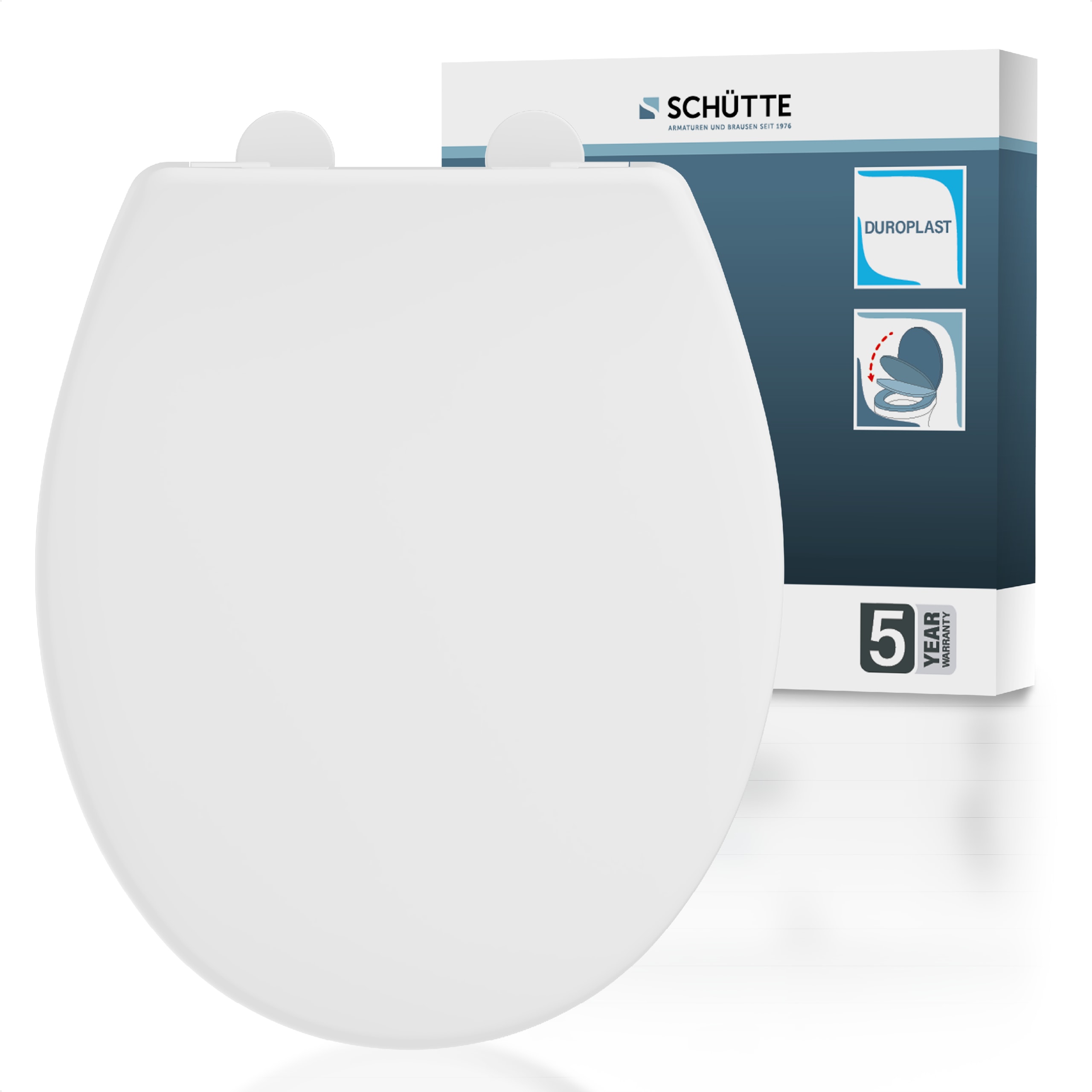 WC-Sitz SCHÜTTE "WHITE", weiß, B:374cm H:46cm L:444cm, Duroplast, WC-Sitze, Duroplast, WC-Sitz, Absenkautomatik, belastbar bis 250 kg Image