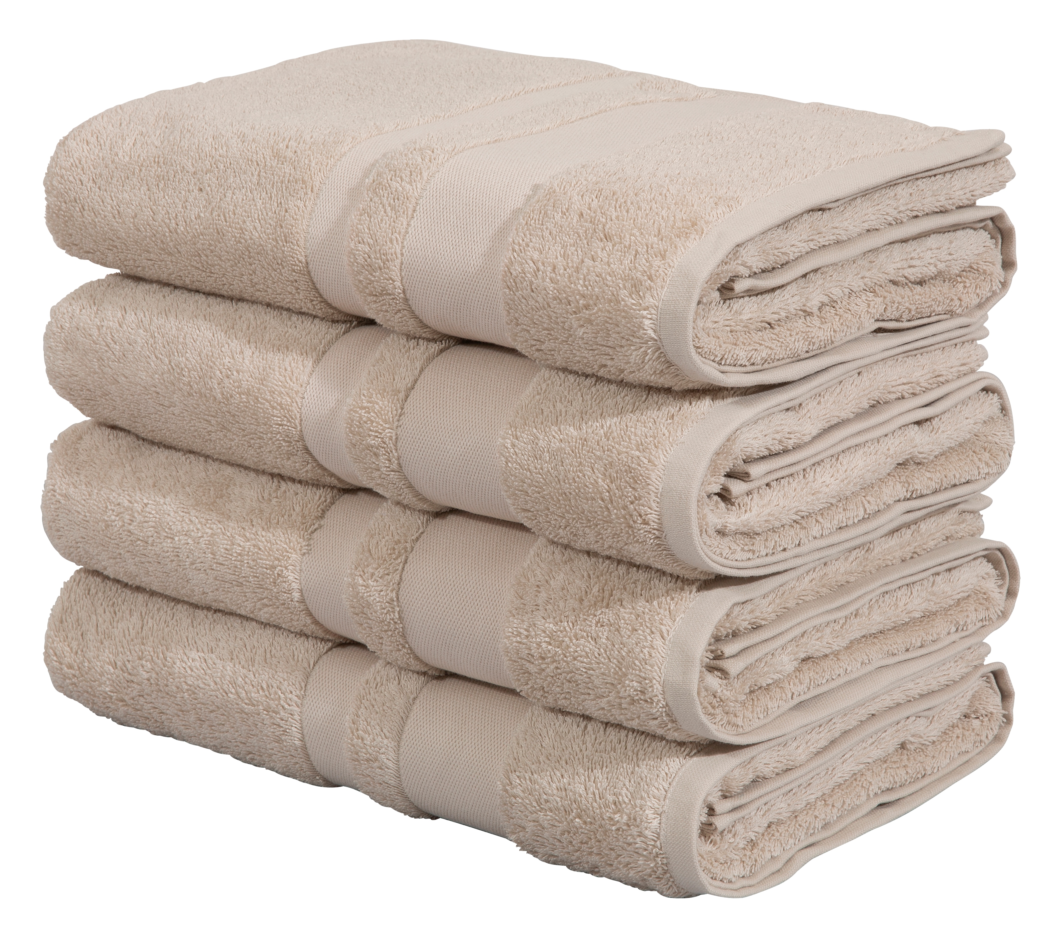 Duschtücher OTTO HOME "Vanessa, 4 Duschtücher, 70x140cm, in Standard- und Premium-Qualität", creme, B:70cm L:140cm, Walkfrottee, Obermaterial: 100% Baumwolle, Handtücher, Handtücher mit Bordüre, 100% Baumwolle, einfarbig, weich Image