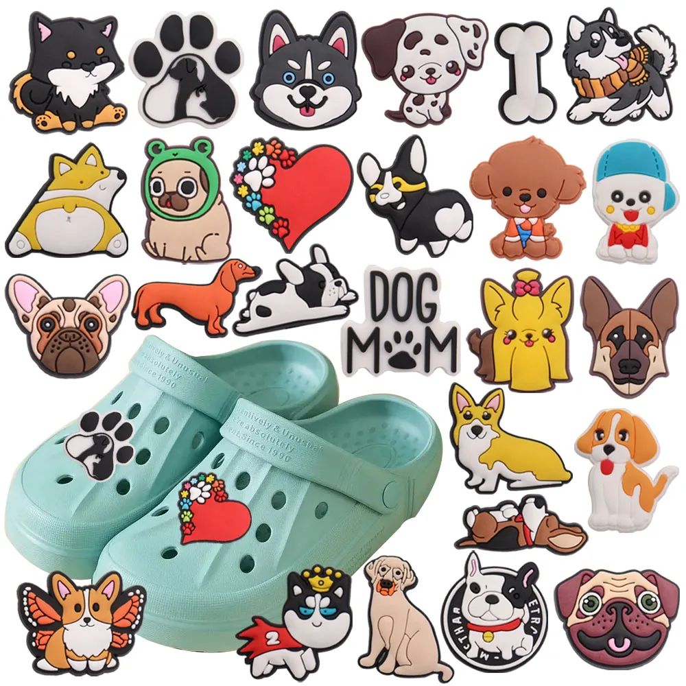 1-26 pz animali cane Husky PVC ciondoli per scarpe accessori scarpe decorazioni ornamenti firmati Fit bracciali regalo bambini regalo di natale