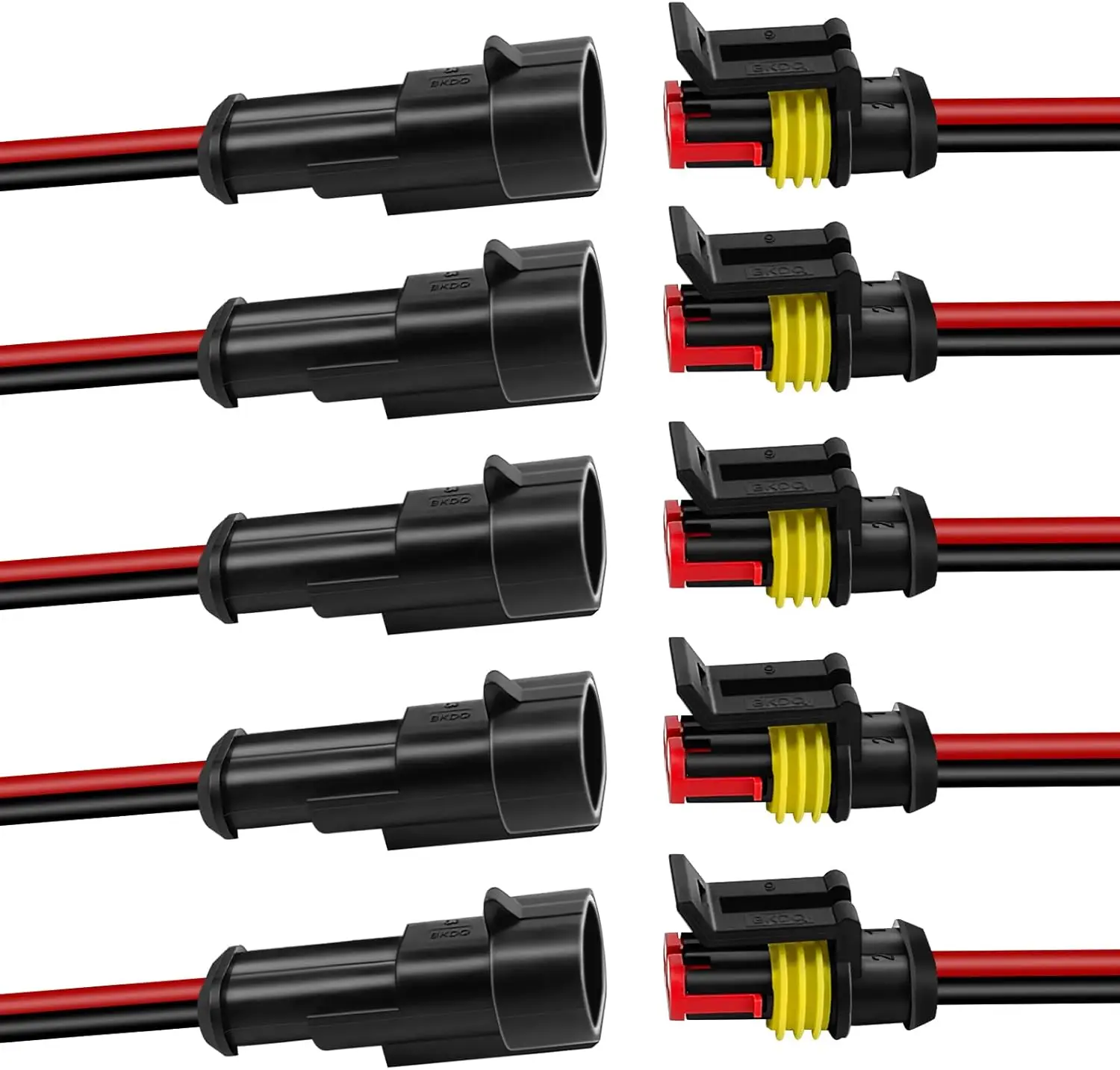 10 Stück/5 Sätze 2-poliger Drahtverbinder 16 AWG wasserdichte elektrische Kfz-Steckverbinder Deutsch-Stecker und weiblicher Drahtverbinder Image