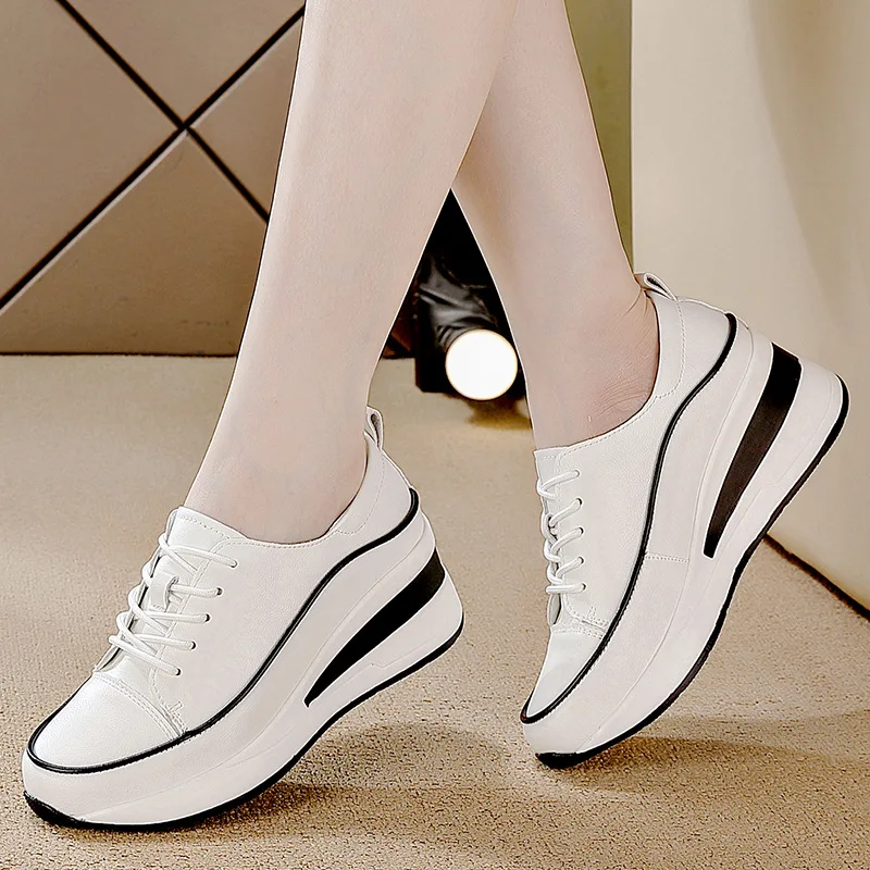 Vier Jahreszeiten Anti Slip Große Frauen Schuhe Plattform Höhe Zunehmende Casual Schuhe Tragen Beständig Mode Vielseitige frauen Schuhe