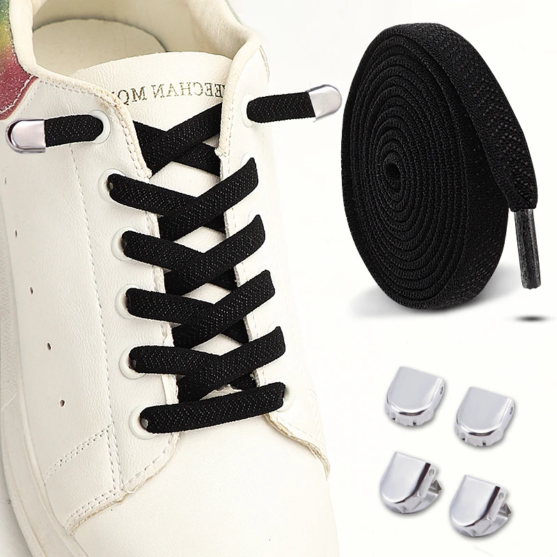 1 Paar/2 Paar Neue Schnürsenkel ohne Binden für Kinder und Erwachsene Schnellverschluss-Schnürsenkel Flache Elastische Schnürsenkel Sneaker-Schuhzubehör Image