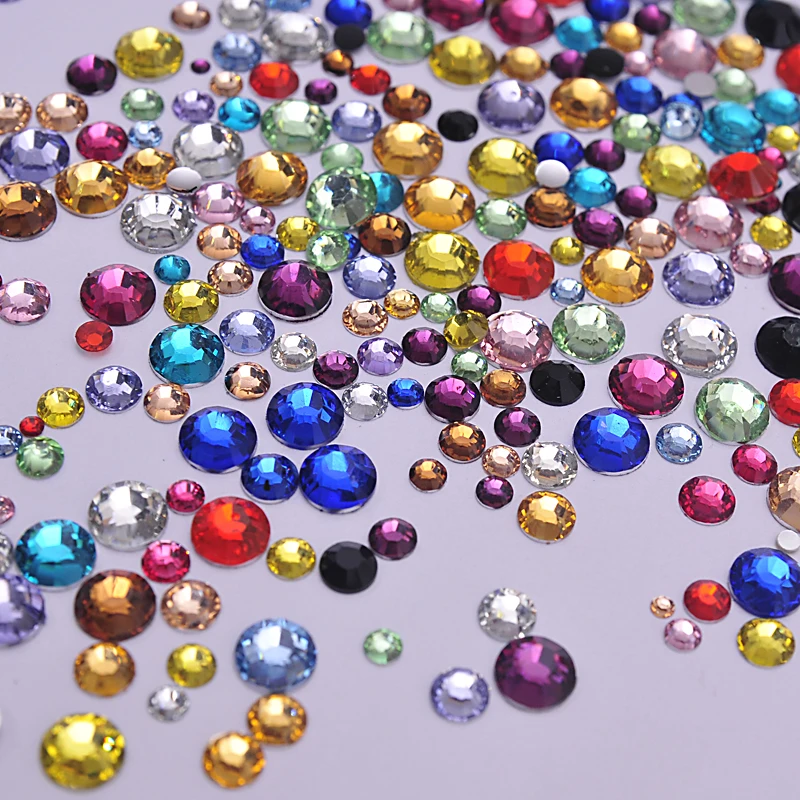 Mix Farbe Runde 3D harz Strass, Flache rückseite Kristalle Perlen Steine Für DIY Schmuck Zubehör Kristall Nail art Dekoration Image