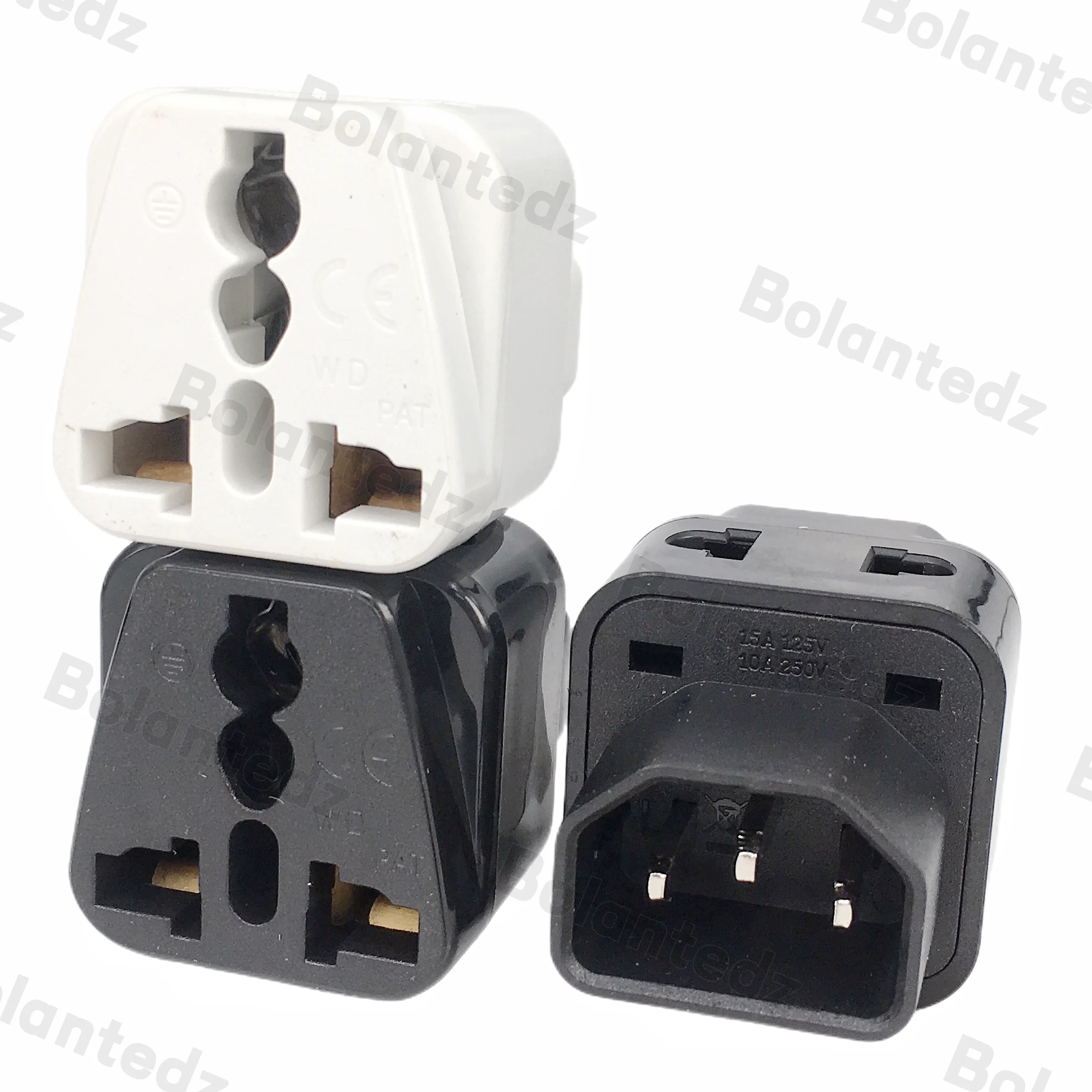 1 Stücke UPS Stromanschlussstecker IEC 320 C14 Universal Buchse AU/US/UK/EU Buchse Auf C14 Stecker Konverter Netzteil Schwarz/Weiß Image