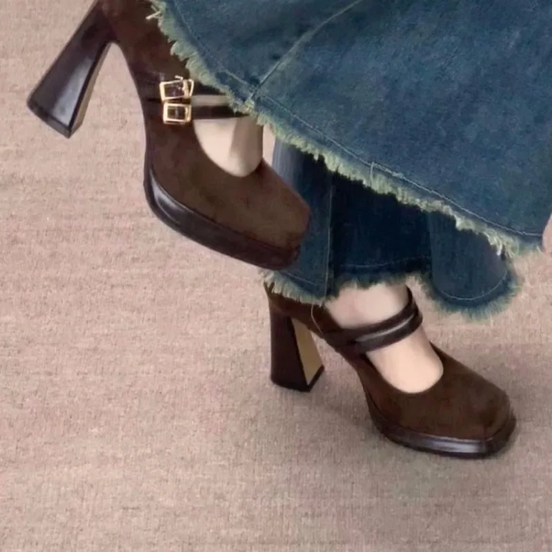 2026 neue Frühling Herbst Plattform Mary Jane Schuhe Frauen Dicke High Heels Schuhe Vintage Slip Auf Schmetterling-knoten Pumpen