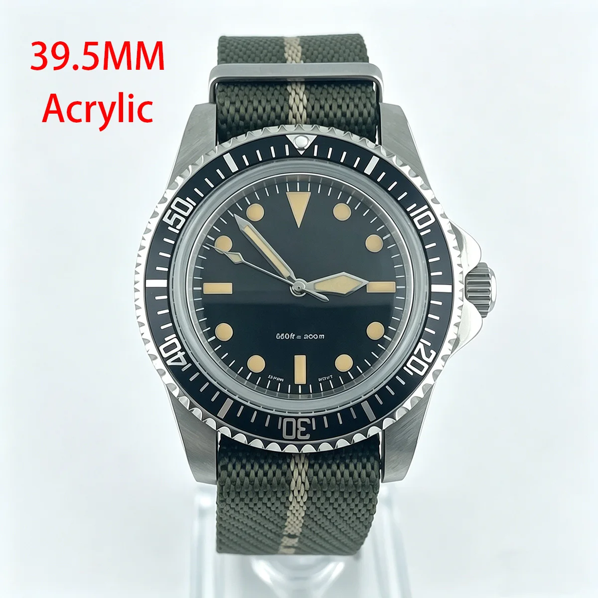 39,5mm Taucher Retro-Uhr mit Acrylglas, Milsubmariner Herrenuhr, NH35/NH36 Automatik, Milsub Vintage-Uhren mit Nylonarmband Image