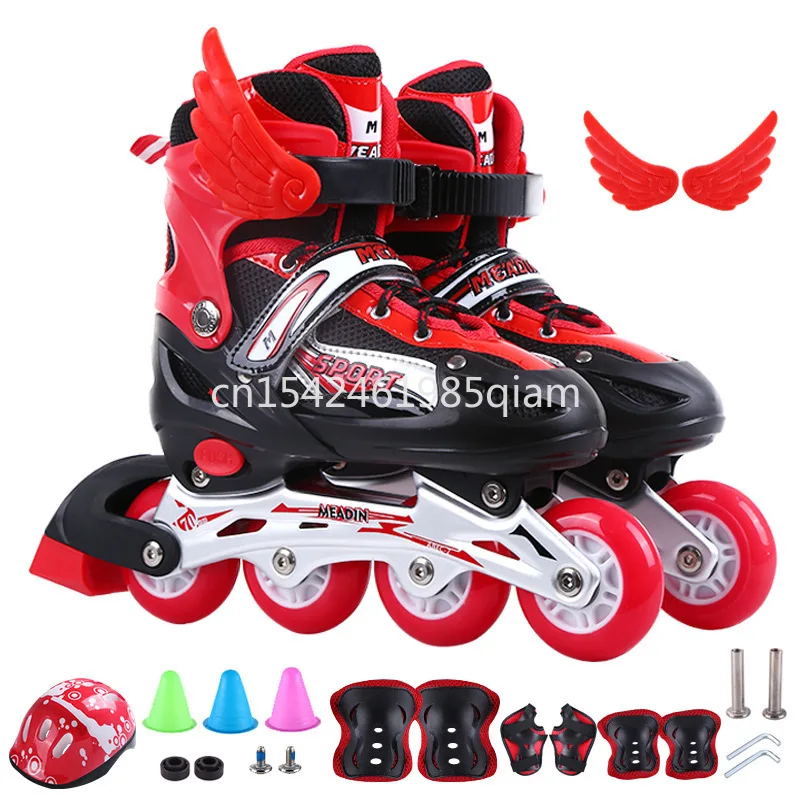 Kinder-Rollschuhe für Jungen und Mädchen, Verstellbare Sport-Inline-Skates mit Einzel-Blitzlicht-Rädern, Outdoor-Inline-Skates