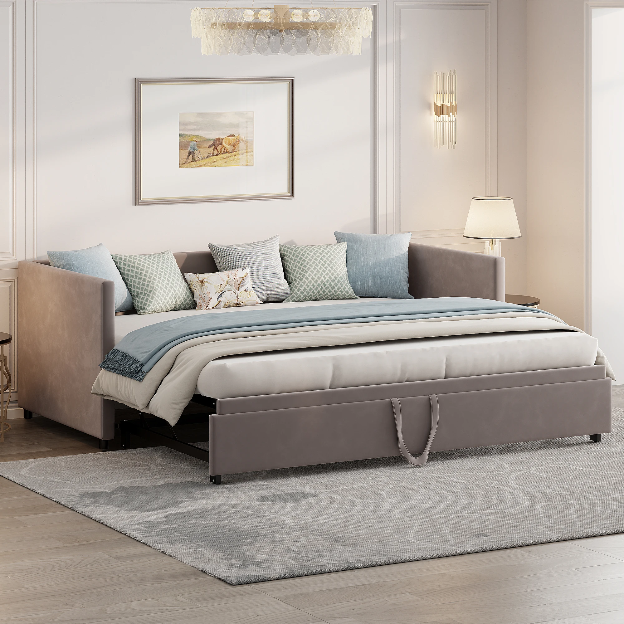 Lazyspace Schlafsofa 90/180 x 200 cm, 2-Sitzer-Sofa mit Schlaffunktion, ausziehbares Bett zum Doppelbett, ausklappbares Sofa für das Wohnzimmer Image