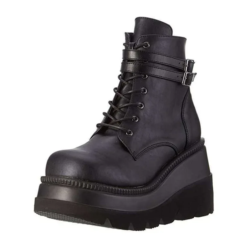 Marke Design Frauen High Heels Punk Gothic Weibliche Motorrad Stiefel Plattform Frauen Stiefel Mode Keile Stiefeletten Große Größe 36-43