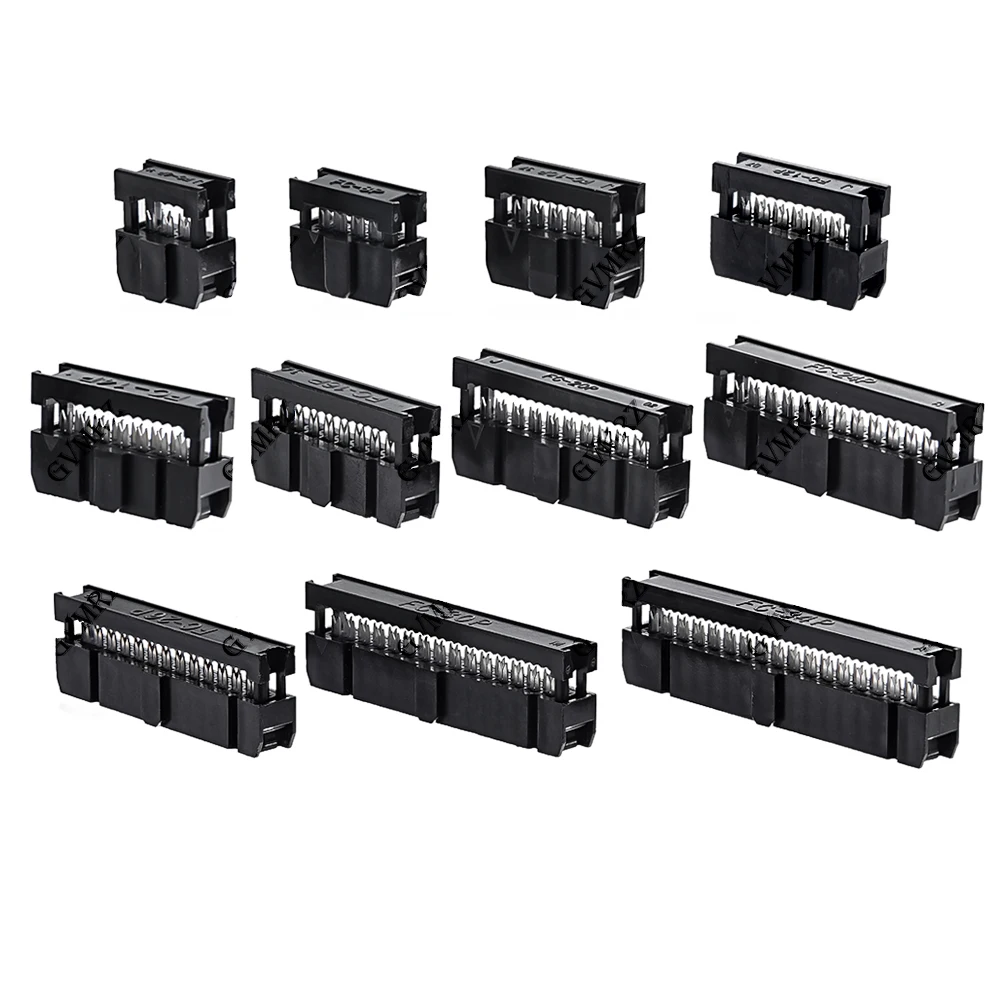 10 Stück/Set 2,54mm Rastermaß 6-Positionen 8 10 12 14 16 18 20 24 26 30 34 40 Pin Weibliche IDC-Buchse IDC-Steckverbinder Flachbandkabel Image