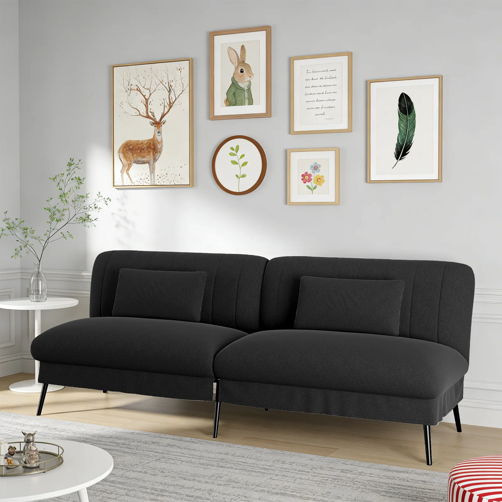 COMHOMA Klappbares Schlafsofa mit Schlaffunktion - 2-in-1 Couch, Multifunktionales Schlafsofa mit Großer Liegefläche Image