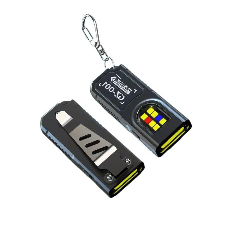 Neue taktische COB-LED-Schlüsselanhänger-Taschenlampe, USB-wiederaufladbar, hängende Arbeitsleuchte, wasserdicht, Schlüsselring, Camping, Wandern, Taschenlampe Image