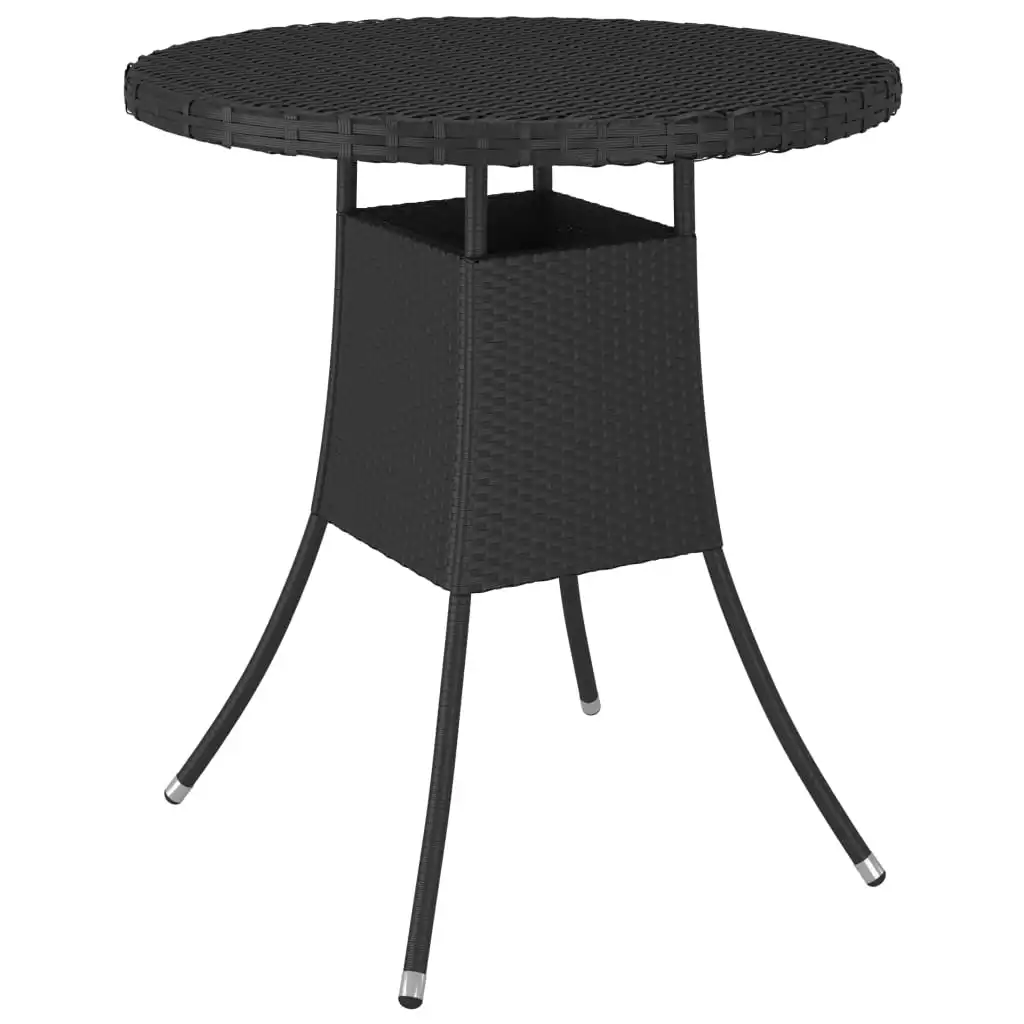 Schwarzer Gartentisch, 70x70x73 cm, aus geflochtenem Kunstharz, moderner, wasserdichter Gartentisch aus Holz für Terrasse und Hof (nur Tisch)