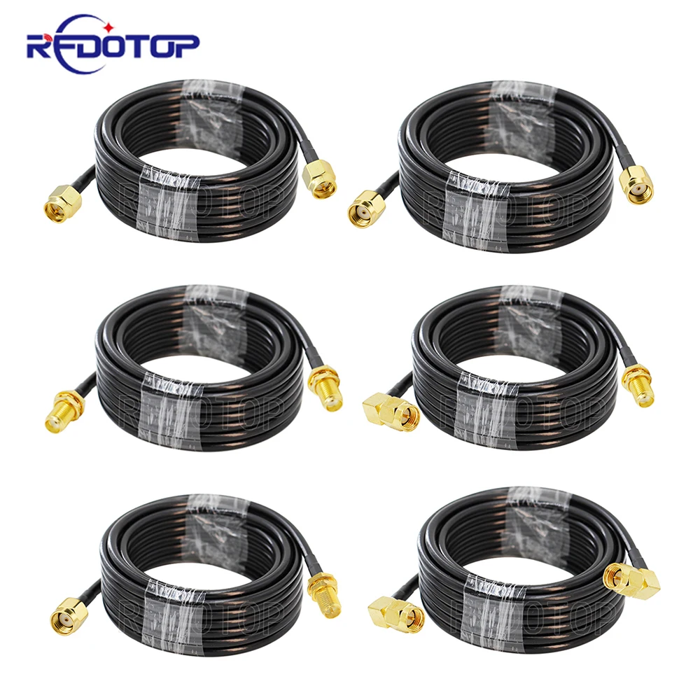 RG58-Kabel, SMA-Stecker auf SMA-Buchse, Schott-WiFi-Antennen-Verlängerungskabel, RG-58, 50 Ohm, HF-Koaxial-Pigtail-Überbrückungskabel, 15 cm–30 m Image