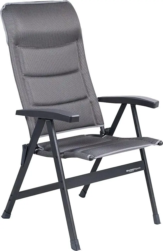 Campingstuhl mit 7-fach verstellbarer Rückenlehne, hochwertigem Aluminiumrahmen, gepolstert, klappbar, leicht, für Camping.