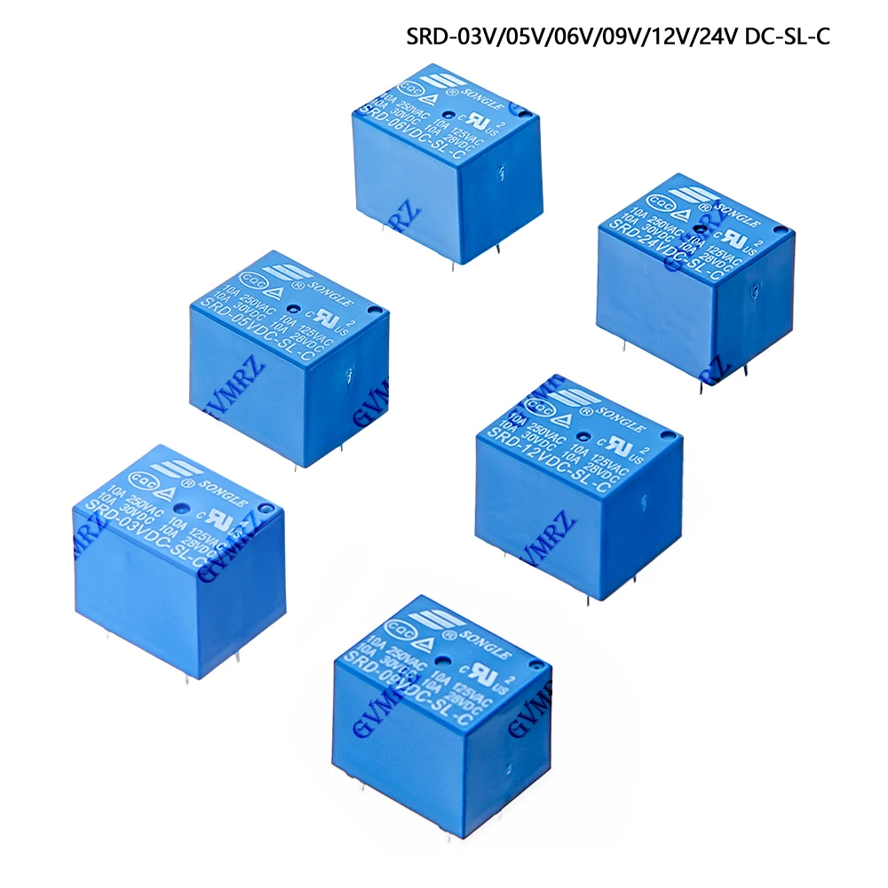 5 Stück Relais 5PIN SRD-03VDC-SL-C SRD-05VDC-SL-C SRD-06VDC-SL-C SRD-09VDC-SL-C SRD-12VDC-SL-C 3V 5V 6V 9V 12V 24V 10A 250VAC Image