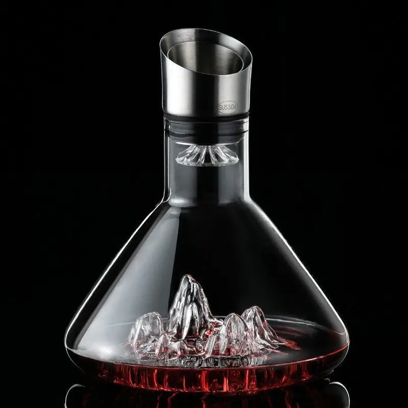 1500ML Iceberg Whisky Wein-Dekanter Handgefertigter Bleifreier Kristall-Weinausgießer Verstärkte Weinkaraffe Weinspender Bar-Zubehör