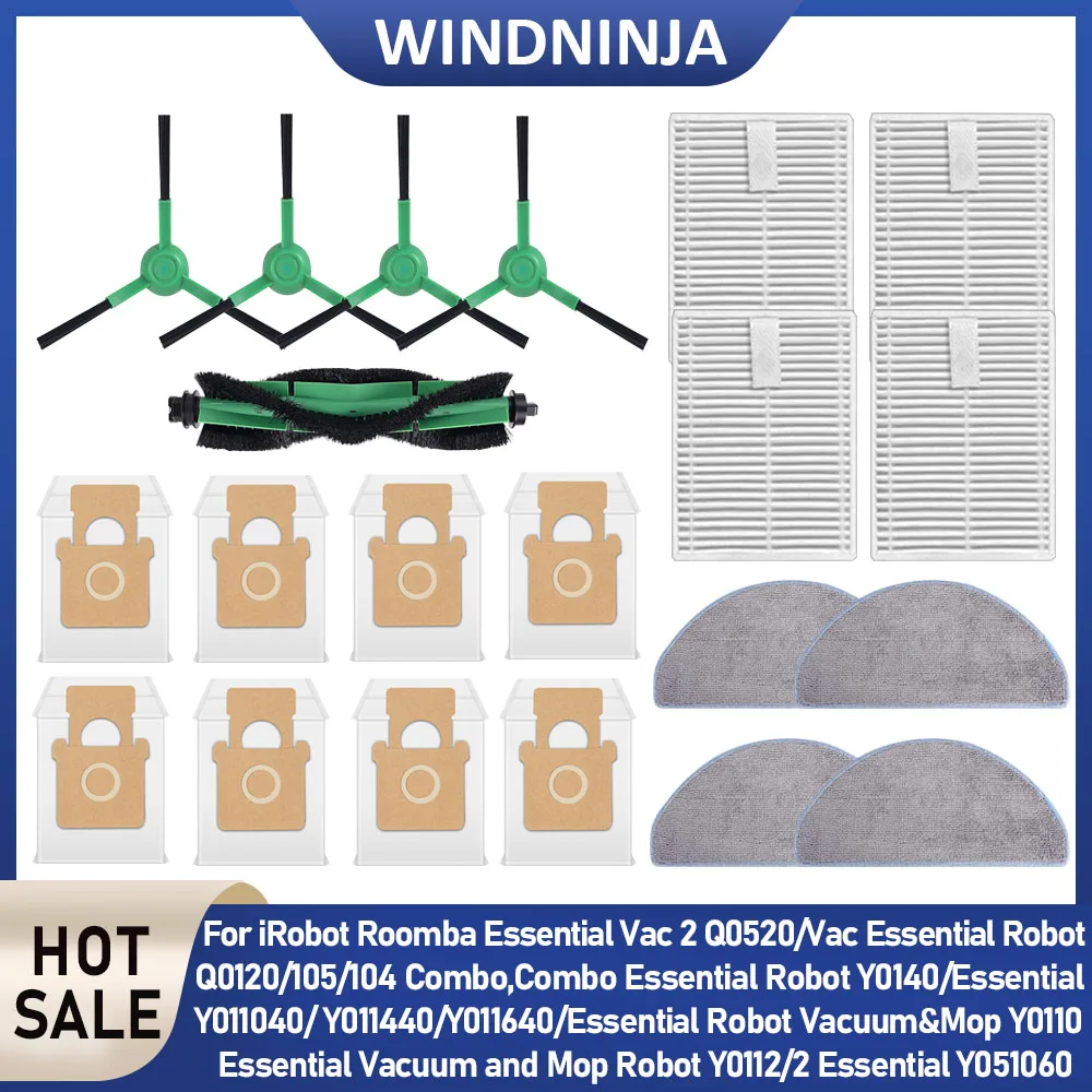 Seitenbürsten passend für iRobot Roomba 105 Vac/Combo 2 Essential Y051060/Y051260/Essential Vac 2 Q0520 Hepa Filter Mop Staubbeutel Teil Image