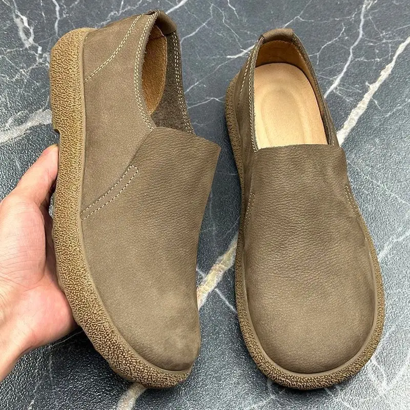 Herrenschuhe 2025, Herbst, neue Herrenschuhe, Retro-Low-Top, großer Kopf, lässige Lederschuhe für Herren