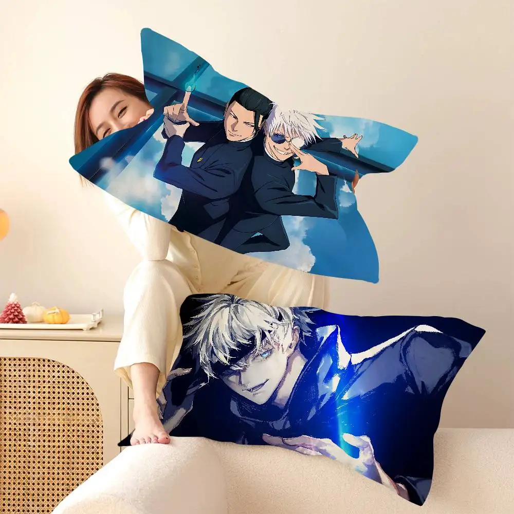 Jujutsu Kaisen Gojo Satoru Schnelltrocknender Polyester-Kissenbezug, Rutschfest, mit Sicherheitsdesign, Neuer Stil Anti-Scalp-Öl-Befestigung. Image