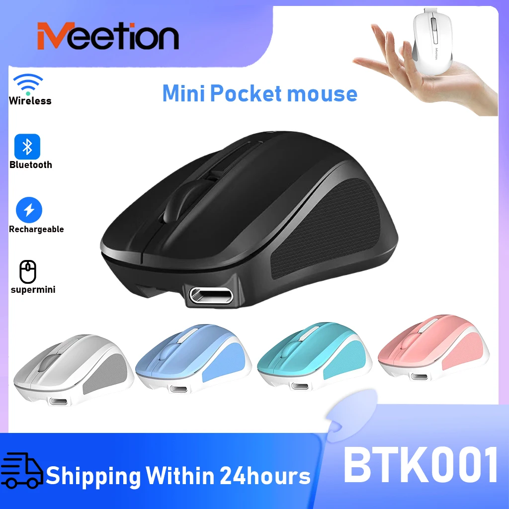 Tragbare 2,4G kabellose Bluetooth-Maus, wiederaufladbar, ergonomisch, 1200 DPI, Super-Mini-Silent-Mäuse für PC, Tablet, Laptop, MacBook Image