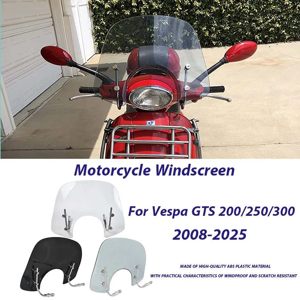Für Vespa LX50 LX125 LX150 GT200 GTS250 GTS300 2008-2025 Windschutzscheibe Motorrad-Windabweiser Vorderer Luftschutzschild Image