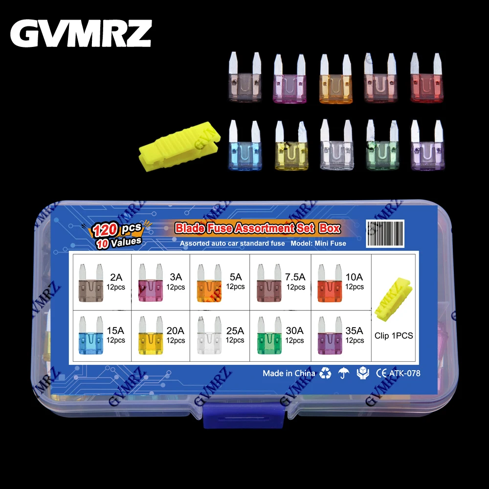 120PCS 10Values Small Size Blades Type Car Fuse kit Assortment 2A 3A 7.5A 10A 15A 20A 25A 30A 35A Fuse Set Auto Car Truck