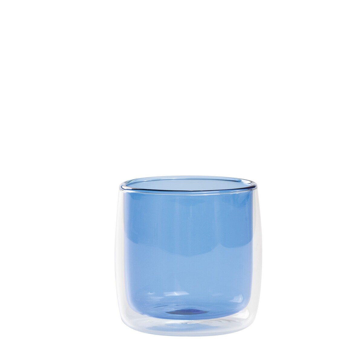 Zafferano No Bilia Set aus 4 doppelwandigen Borosilikatglas-Trinkgläsern, klar und blau, modernes Design, handgefertigt, elegant und widerstandsfähig Image