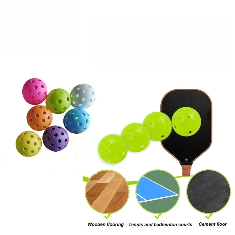 3/6/12 Stück Indoor-Pickleballbälle mit 26 Löchern, bunte und langlebige Pickleballs, 72 mm Trainingsball, Übungs- und Wettkampf-Pickleball Image