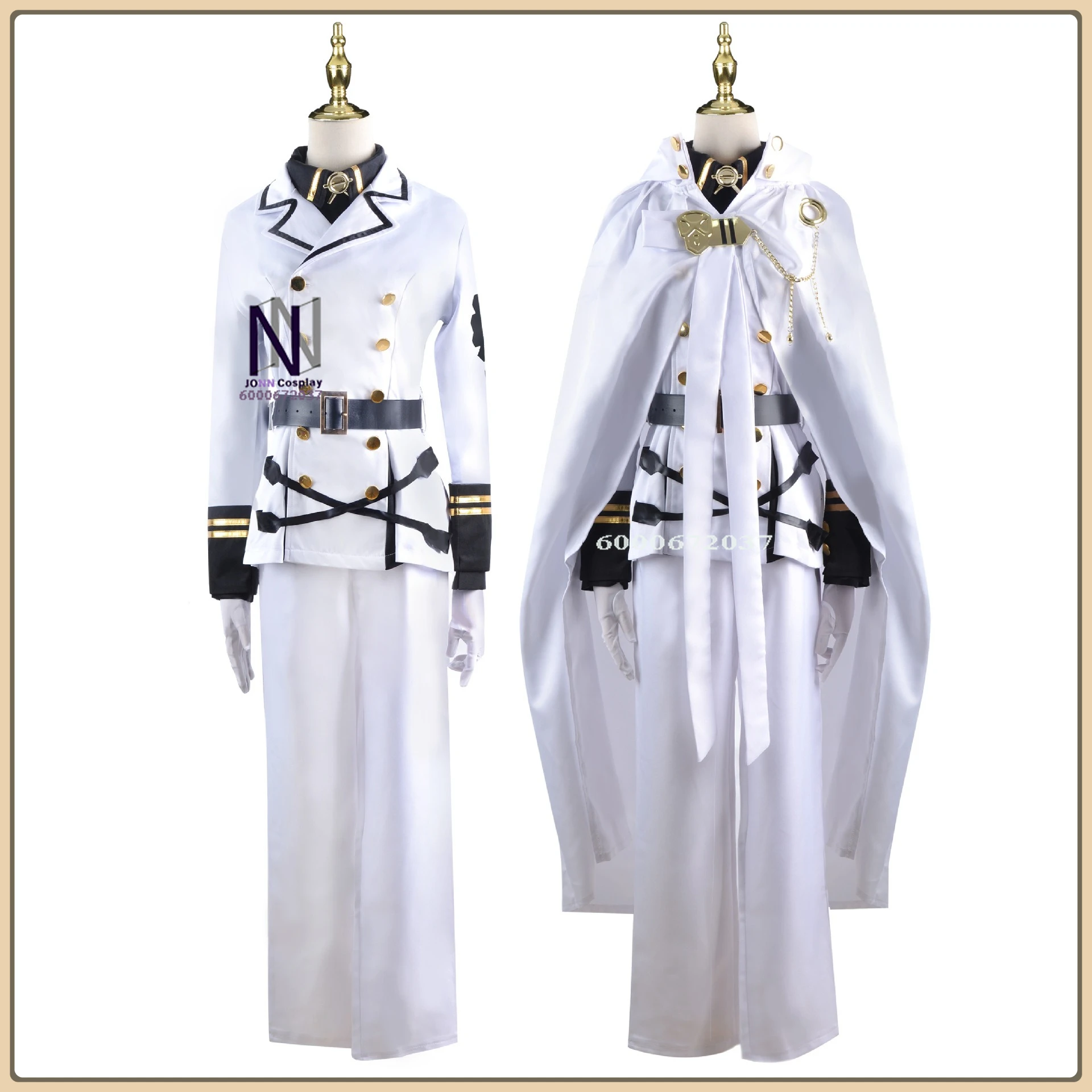 Halloween-Party-Kostüm Seraph of the End Mikaela Hyakuya Schwarzer Kampfanzug Komplettset Hochwertiges Cosplay-Kostüm (Männlich Erwachsene)