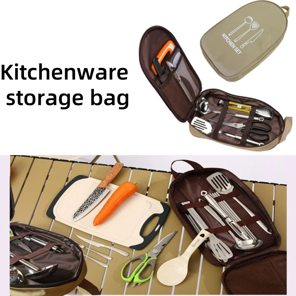 Tragbare Outdoor-Kochutensilien-Tasche Camping-Besteck-Aufbewahrungsbeutel Picknick-Organizer-Aufbewahrungstasche - Langlebige Kochutensilien-Aufbewahrungstasche Image