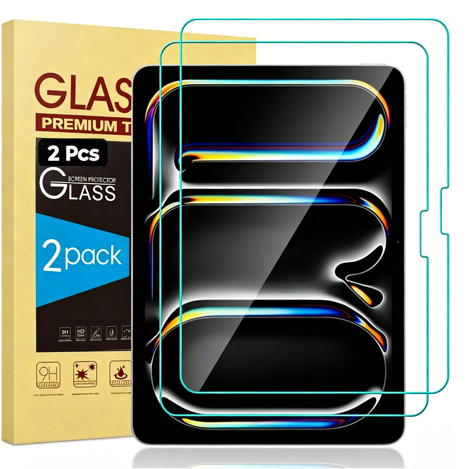 2 Stück Gehärtetes Glas Displayschutzfolie für iPad Pro Air 13 11 2024 M4 M2 Air 5 4 Pro 12.9 11 M3 M5 2025 2026 Film Image