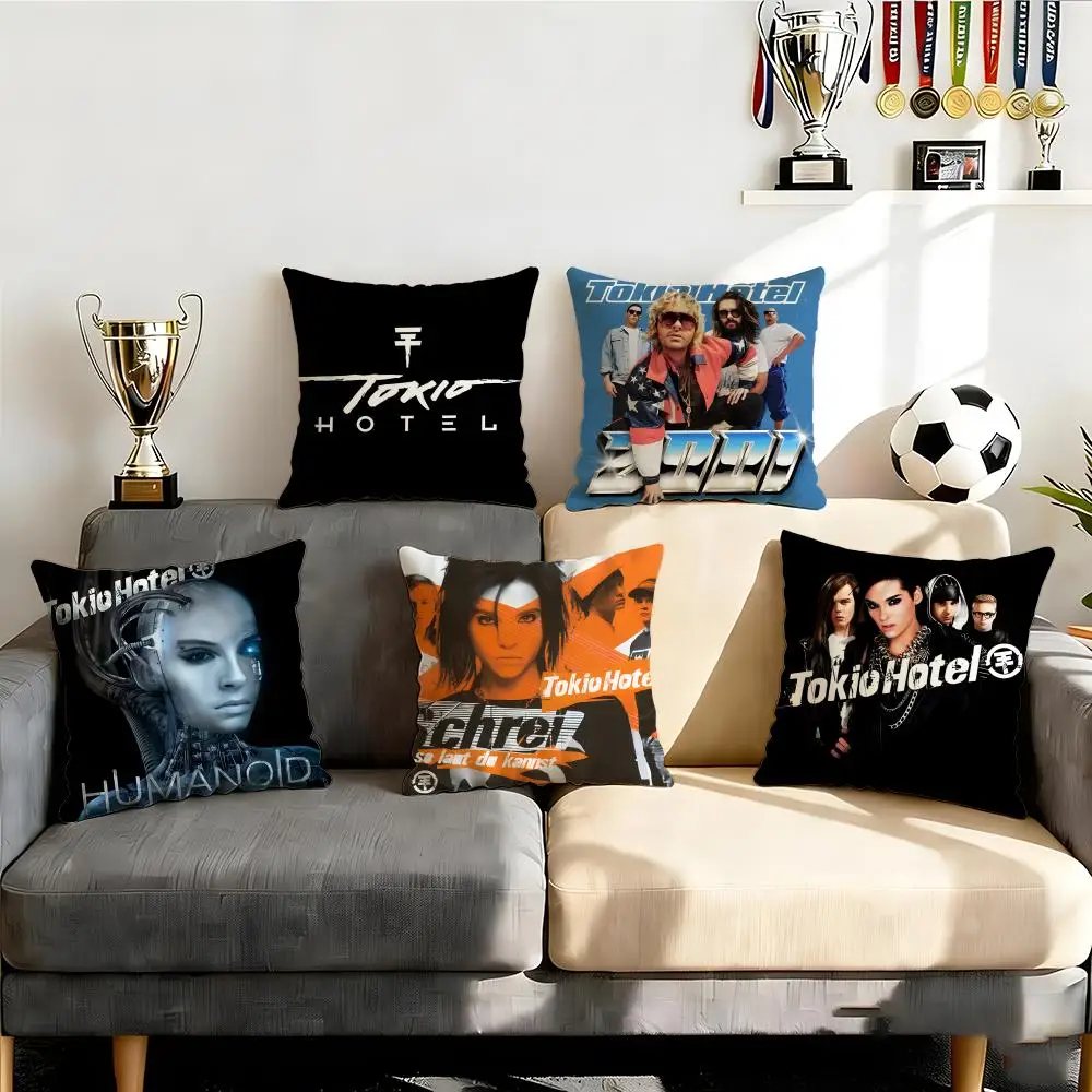 Music Tokio Hotel Kissenbezug, Kissenbezug-Set, 4-teilig, 50 x 50, 45 x 45, 40 x 40, Kissenbezug, dekorativ, für Sofa, Heimdekoration Image