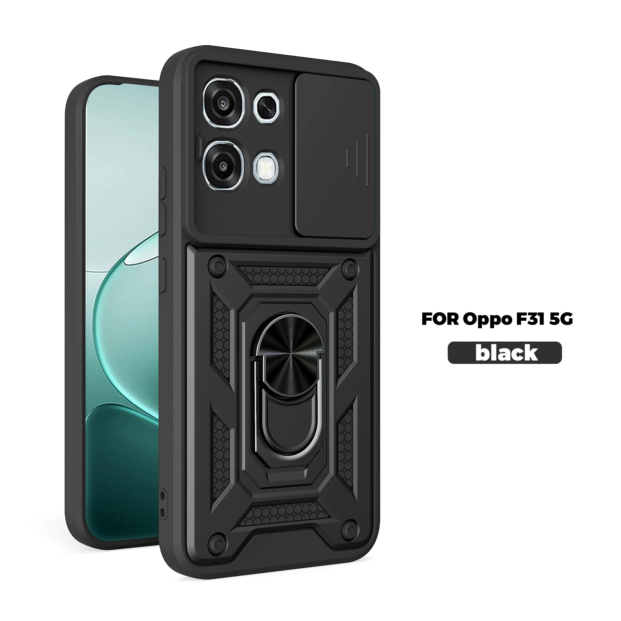 Für Oppo A6x Hülle OPPO A6 Pro Cover OPPO A6 4G 5G A6S A6T Magnetischer Ringhalter Panzer-Handyhülle Schiebe-Kameraschutz Rückseiten-Abdeckung Image