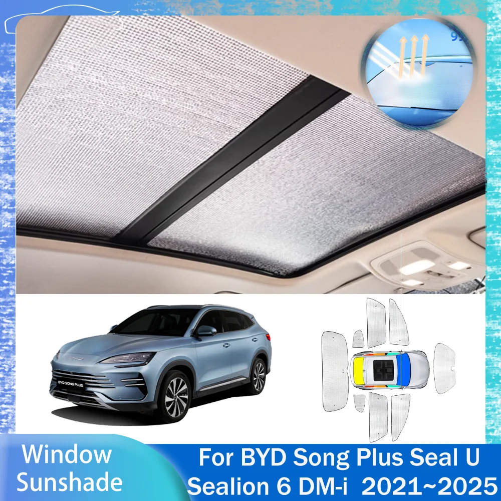 Für BYD Song Plus Dichtung U Sealion 6 DM-i 2021 ~ 2025 2022 2023 2024 Auto Dachfenster Sonnenschirm Fenster Windschutzscheibe Sonnenschutz schutz Sonnenschirm Zubehör Image