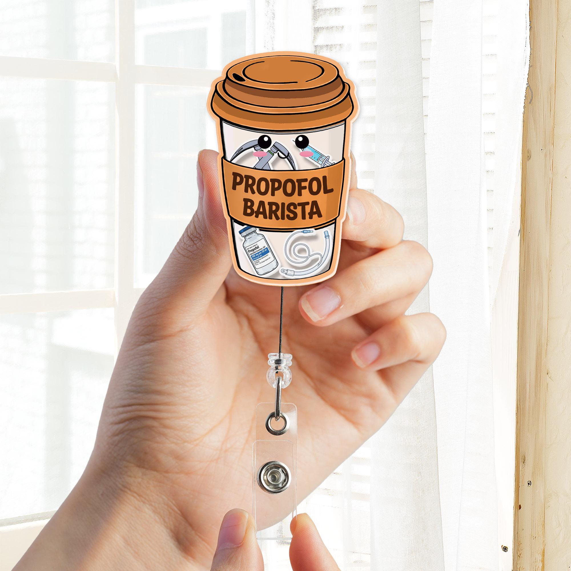 Porta badge shaker per barista Propofol, porta badge per anestesia, porta badge per CRNA, porta badge medico divertente, porta badge per shaker da caf