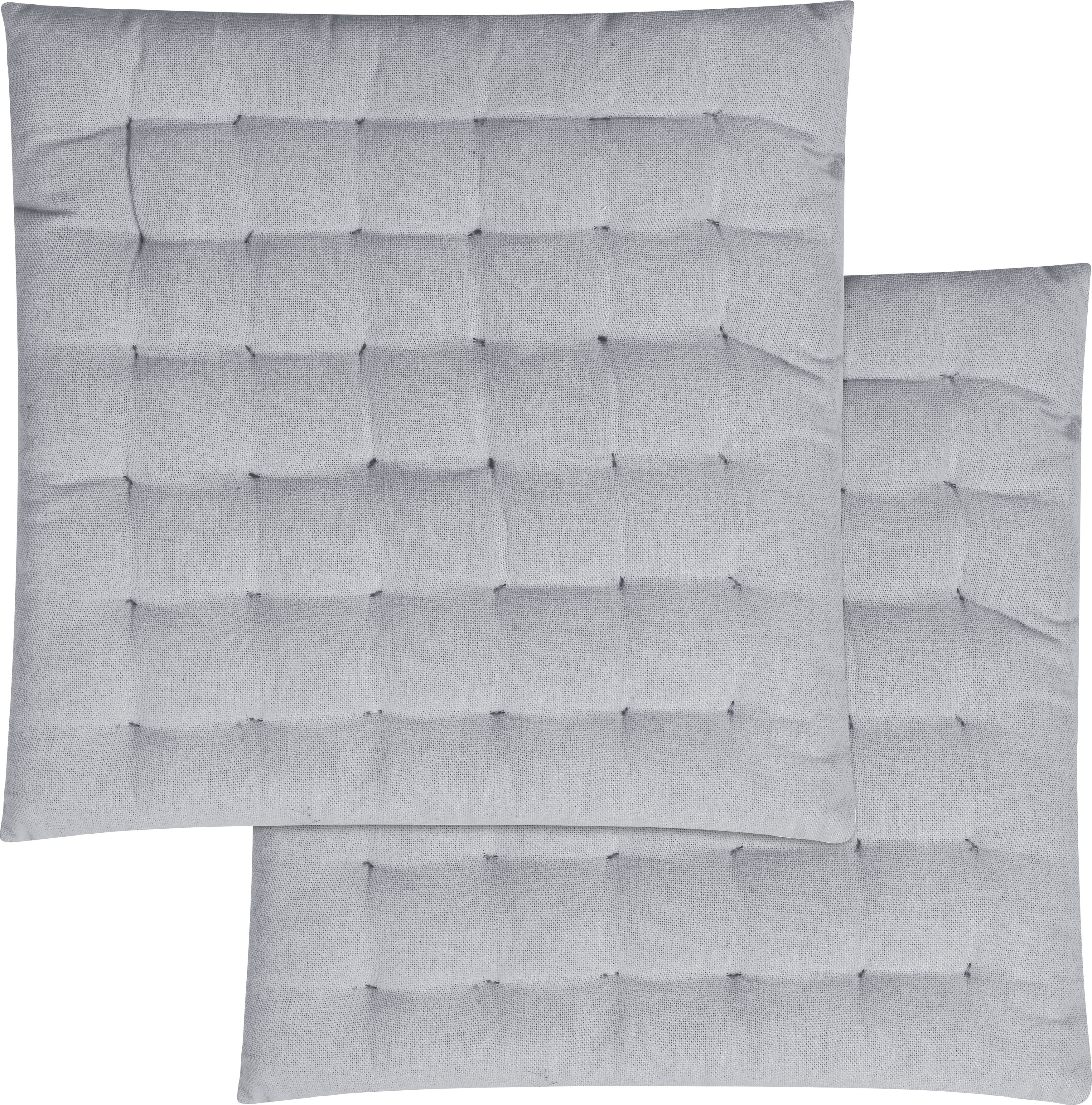 Stuhlkissen MAGMA HEIMTEX "Freya", grau (grau, unifarben), B:40cm H:4cm L:40cm, Baumwolle, Dekokissen_Sitzkissen_Kissenhüllen, Stuhlkissen, mit toller Steppung Image