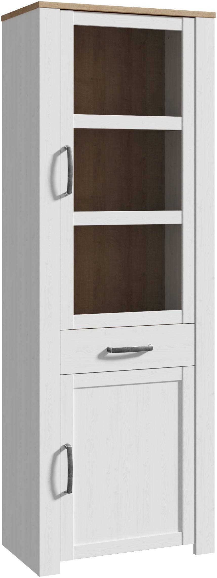 Highboard FORTE "Bohol, Vitrine, 1 Glastüre,1 SK, 1 Türe", riviera eiche, sibiu lärche hell, B:71,7cm H:205,4cm T:42cm, Glas, Spanplatte, Sideboards, Highboard, B/H/T 71,7/205,4/42 cm Beleuchtung optional bestellbar Image