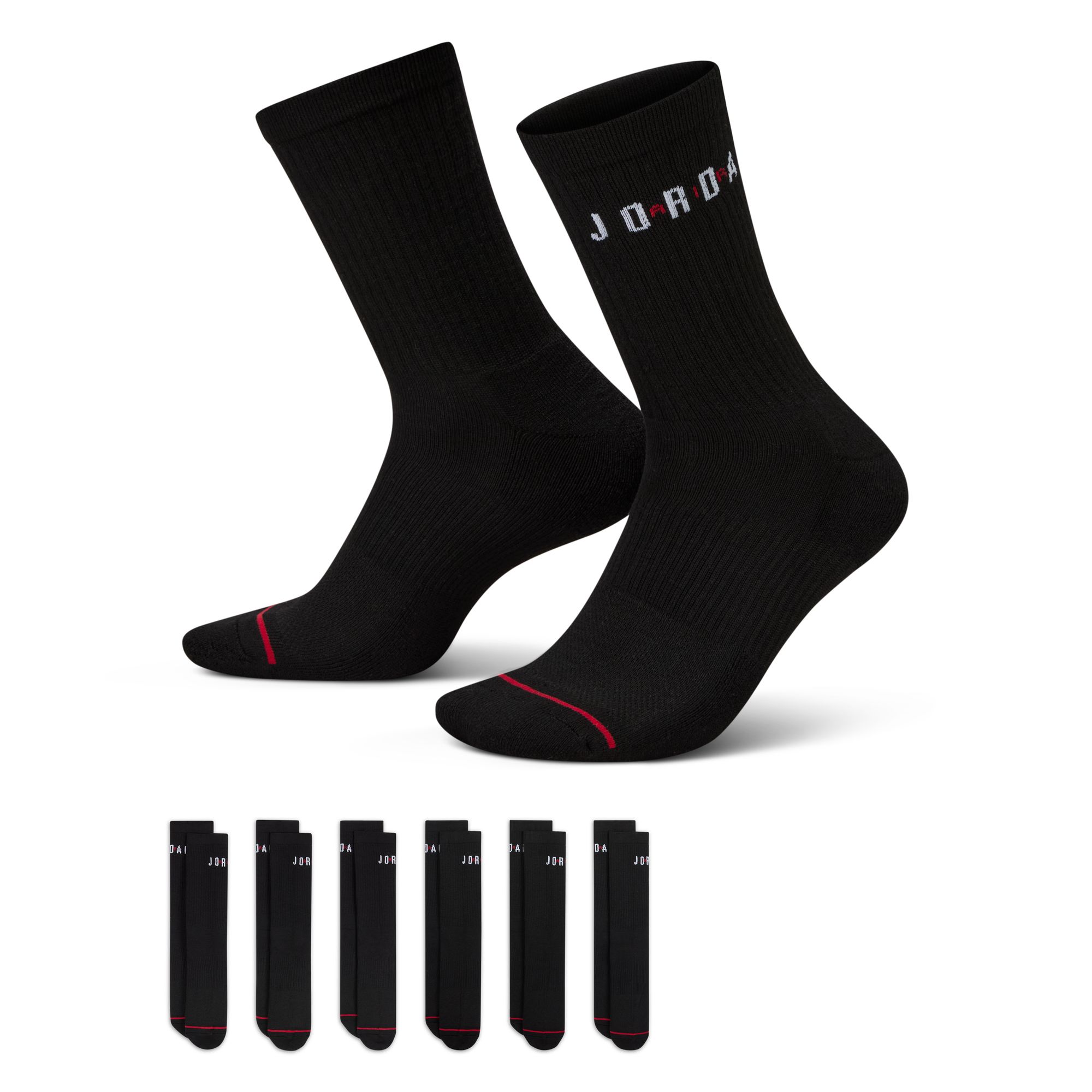 Funktionssocken NIKE "U J ED POLY CREW JOR 6PR - 144", Damen, Gr. XL (46/50), schwarz, gym re, Obermaterial: 96% Polyester, 3% Elasthan, 1% Nylon, Socken