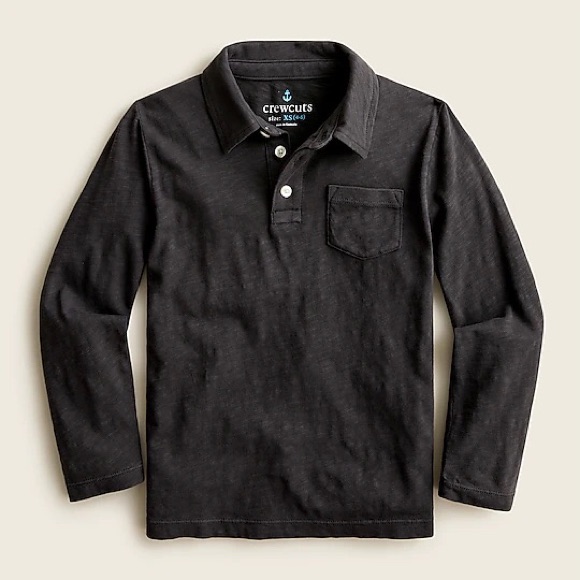 J. Crew Shirts & Tops | J Crew Crewcuts Boys' Garment-Dyed Long-Sleeve Polo Shirt Az729 | Color: Black | Size: Xlb