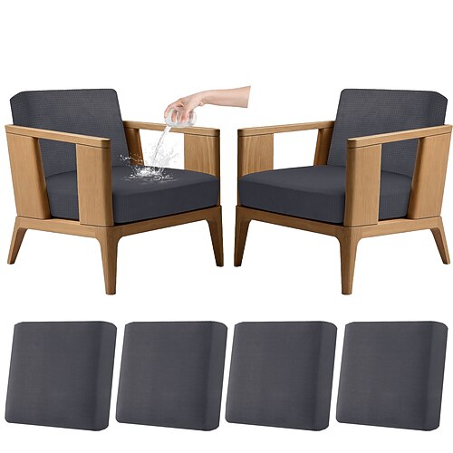 4er-Set dehnbare Kissenbezüge für Terrassenmöbel, 100 % wasserdichte Ersatzbezüge für Gartenmöbel (Couch Sofa), waschbar und wiederverwendbar