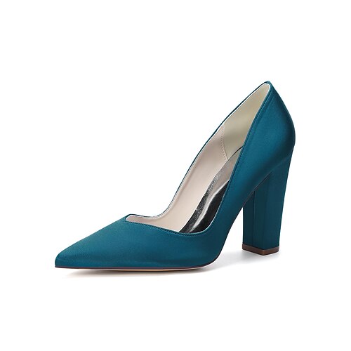 Marineblaue Damenpumps mit Blockabsatz, elegante Schuhe für die Mutter der Braut bei einer Hochzeit in der Stadt, bequeme Schuhe mit spitzer Zehenpartie und mittelhohem Absatz für formelle Anlässe