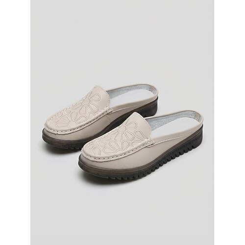 Bestickte Damen-Mules – bequeme Slipper für die Freizeit, ideal zum Spazierengehen, für den Alltag und für drinnen und draußen Image