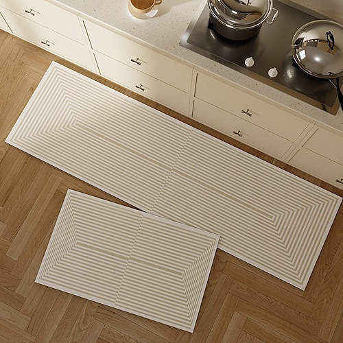 Japanische minimalistische, ölbeständige Kieselgurmatte, waschbar, saugfähig, rutschfest, Küchenteppich für den Heimgebrauch Image
